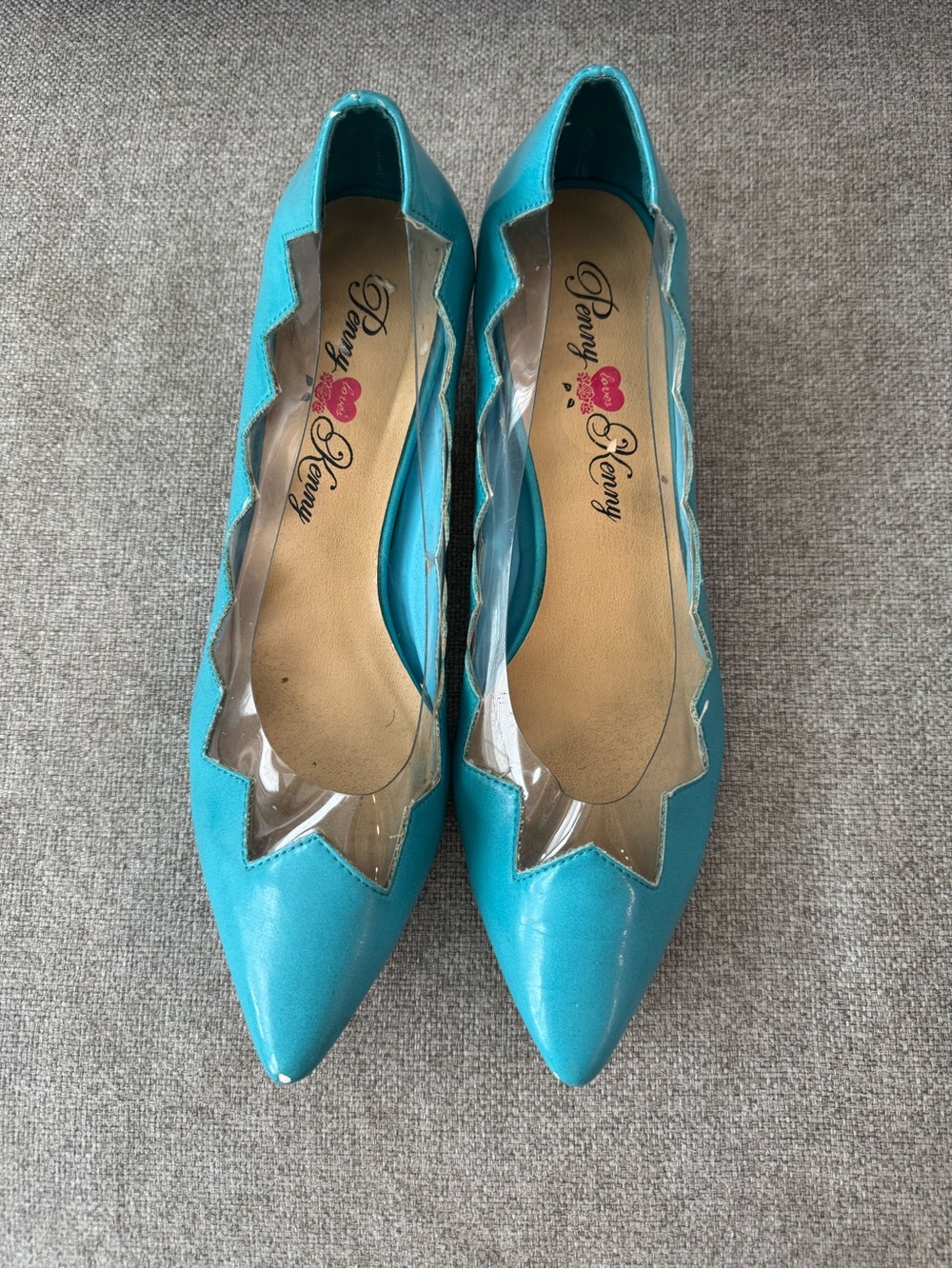 Penny loves Kenny Teal Pointed Toe kitten heels